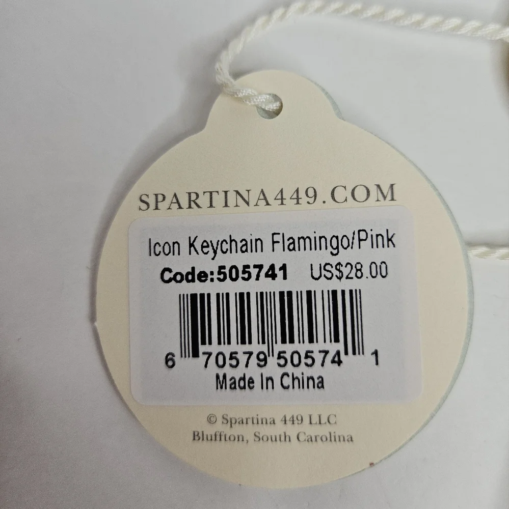Spartina 449 Icon Keychain Bag Charm Pink Flamingo NEW